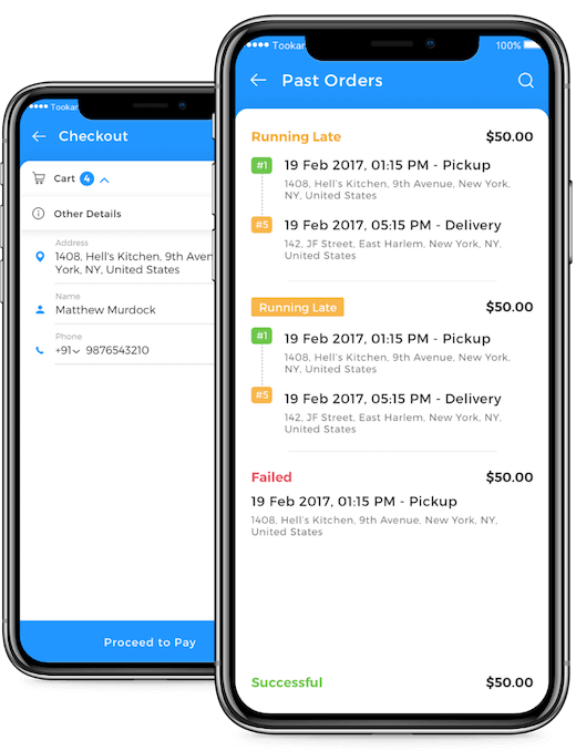 Customer app phone mockups