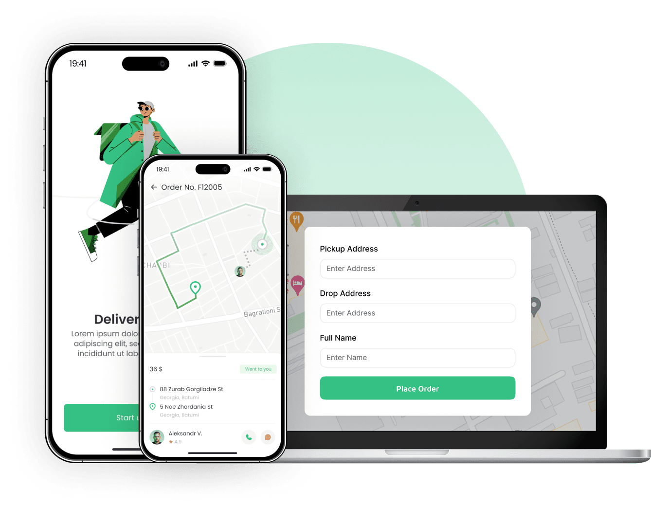 Tookan customer app phone mockups