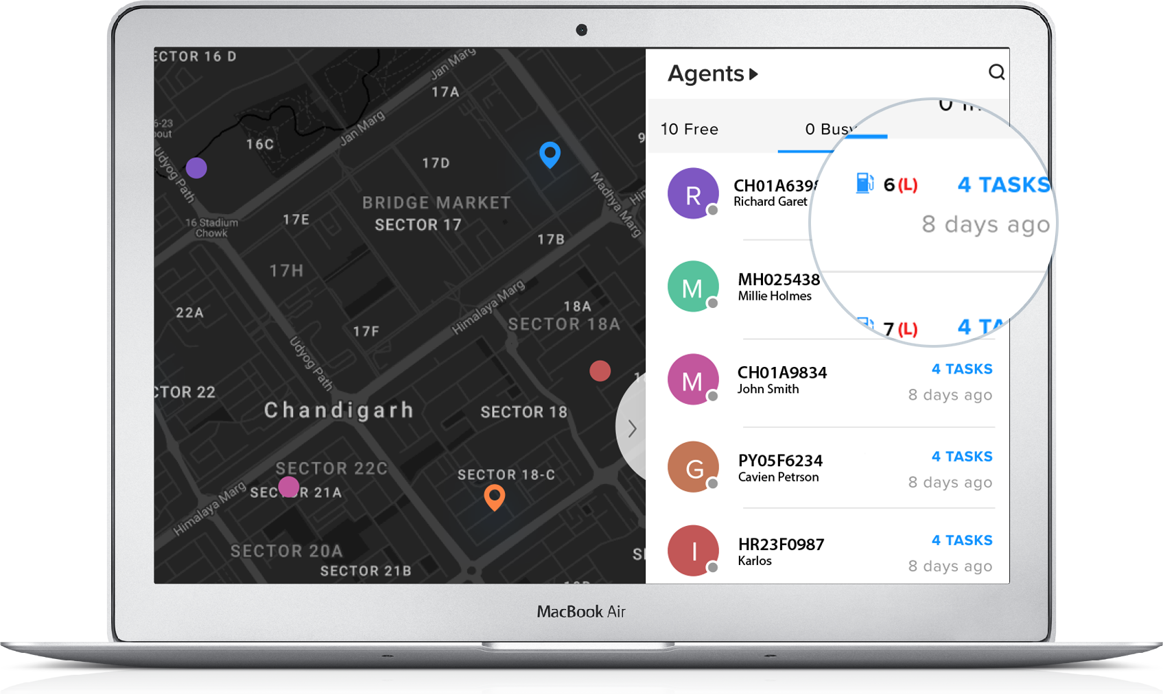 Fleet tracker map dashboard mockup